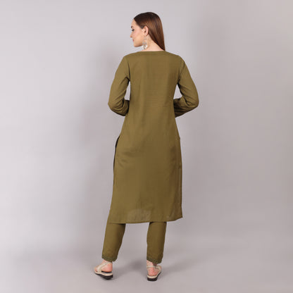 Mud Green Organic Cotton Kurta Set