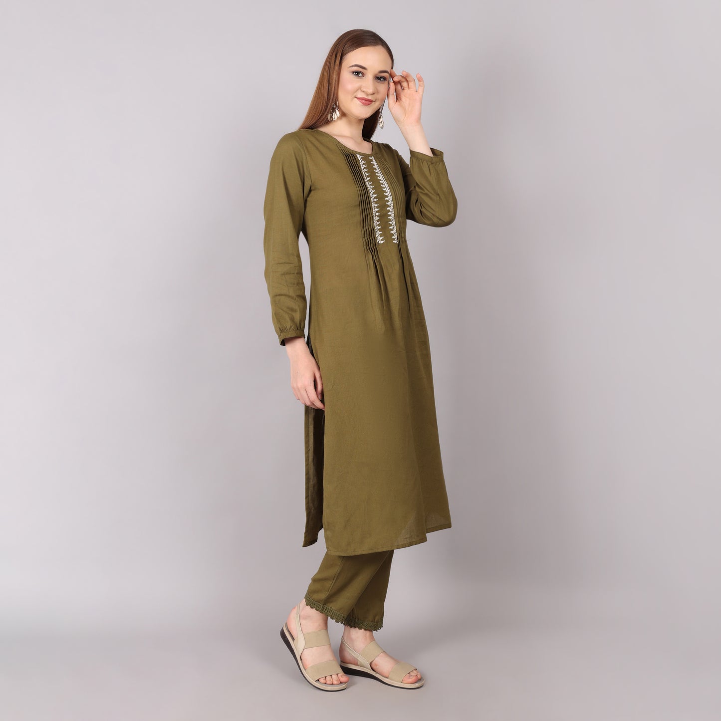 Mud Green Organic Cotton Kurta Set