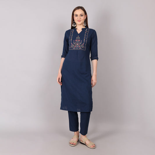 Navy Workwear Classic Kurta Set for Women