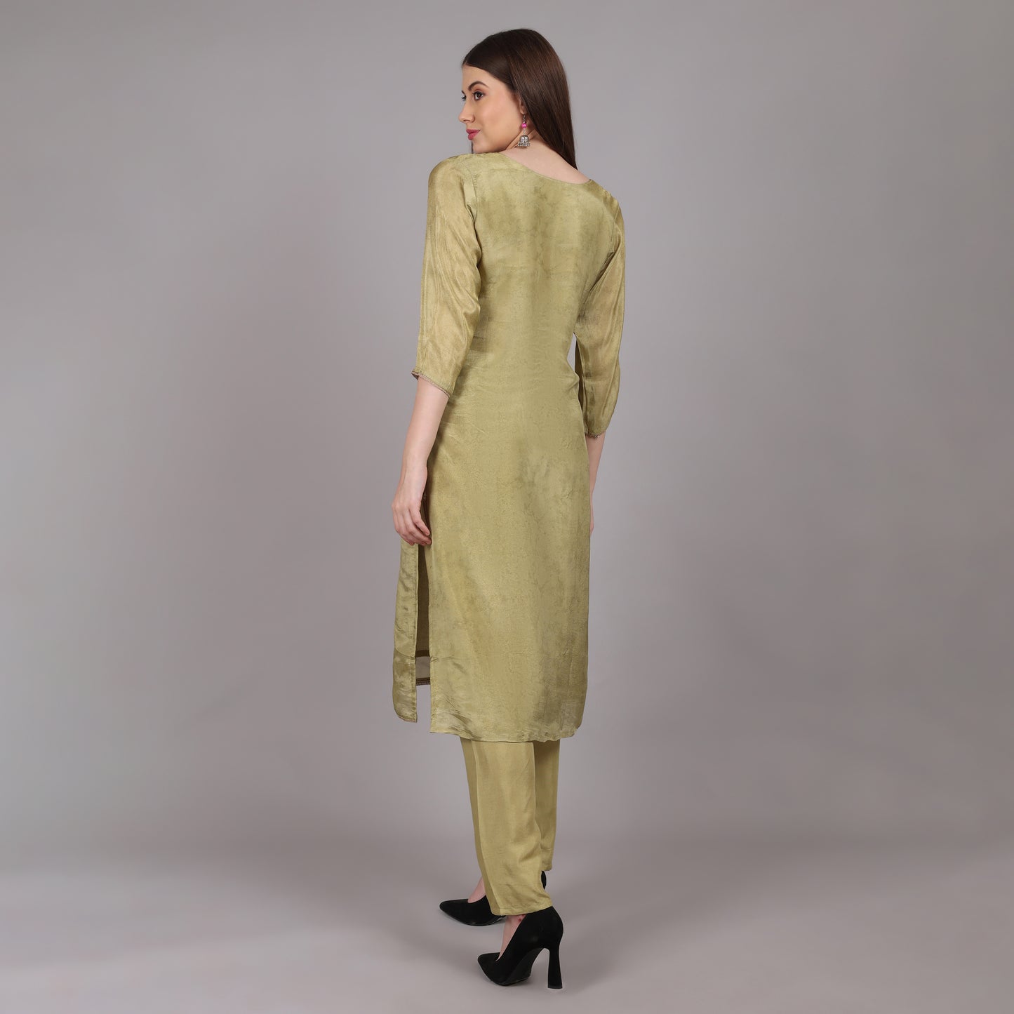 Green Soft Tissue Silk Kurta Set