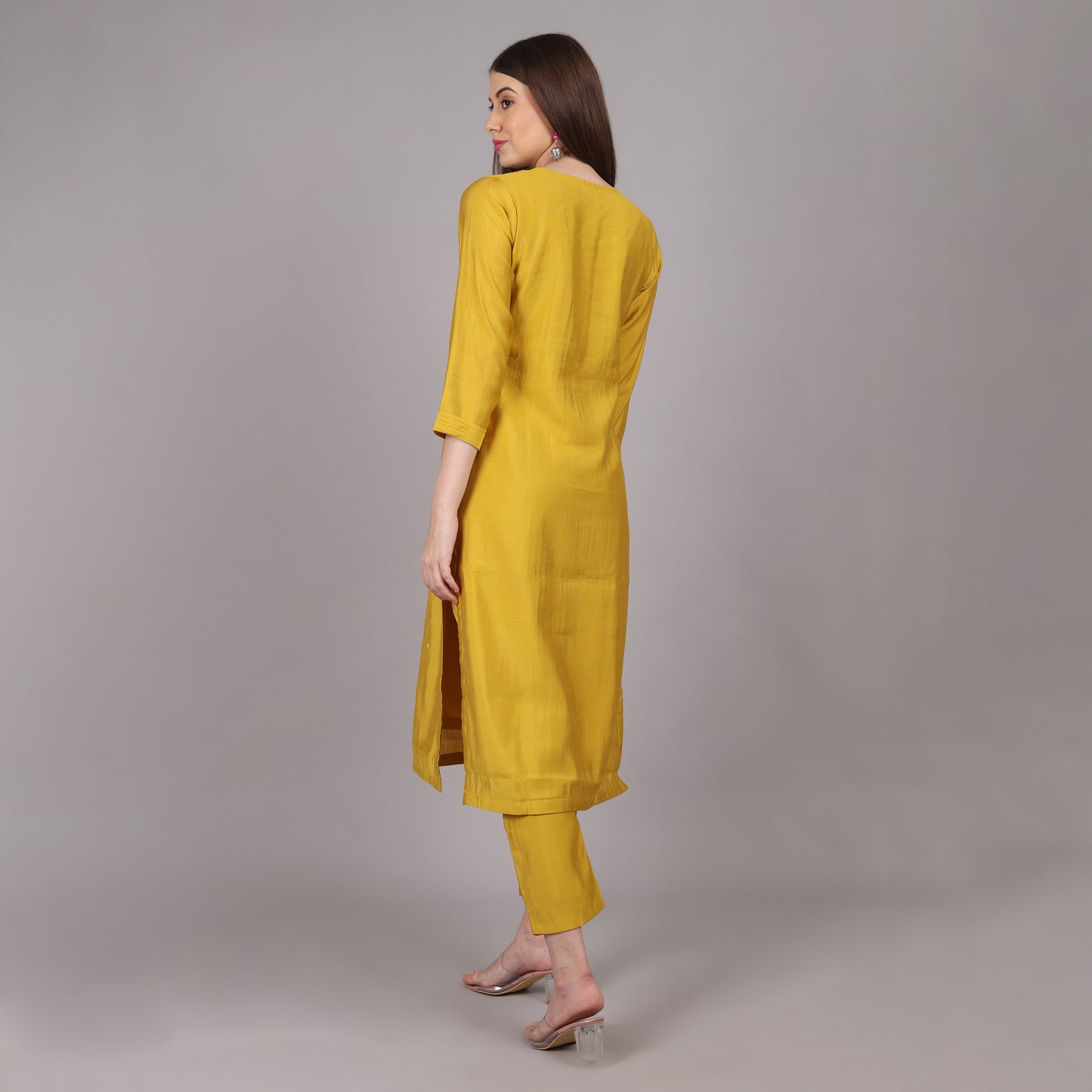 Yellow Dola Silk Kurta Set