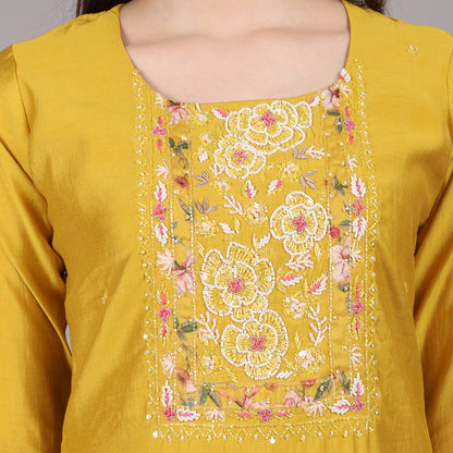 Yellow Dola Silk Kurta Set