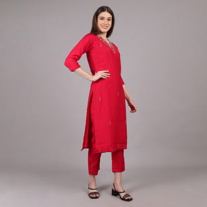 Magenta Gajji Silk Kurta Set