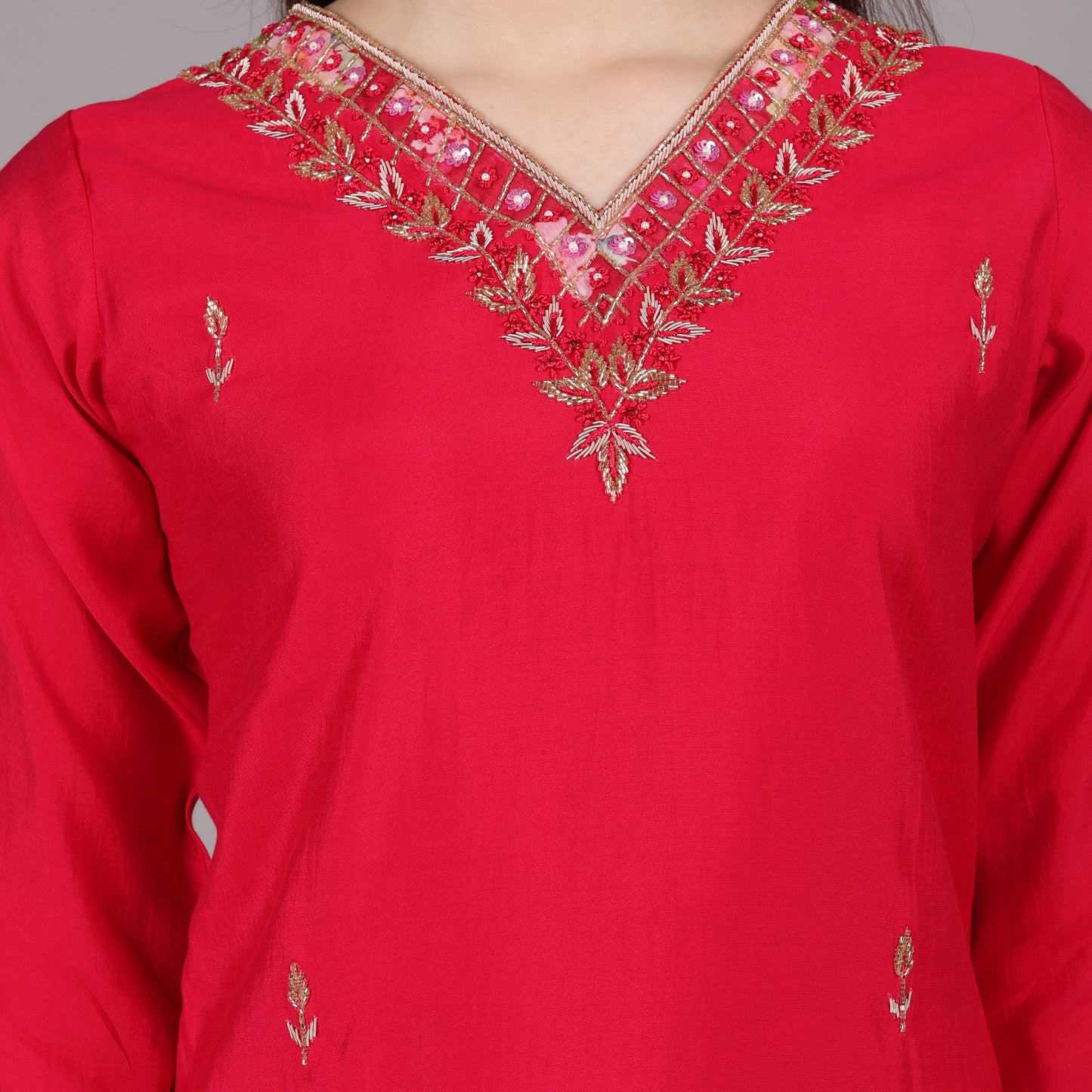 Magenta Gajji Silk Kurta Set