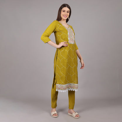 Muslin Kurta Set with handwork