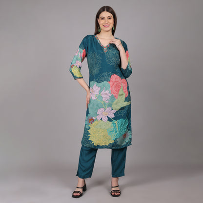 Pure Crepe Kurta Set with handwork