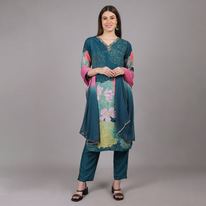 Pure Crepe Kurta Set with handwork