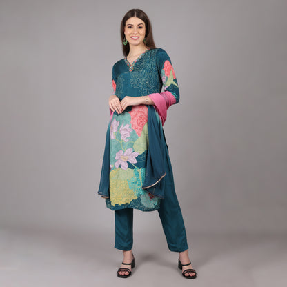 Pure Crepe Kurta Set with handwork