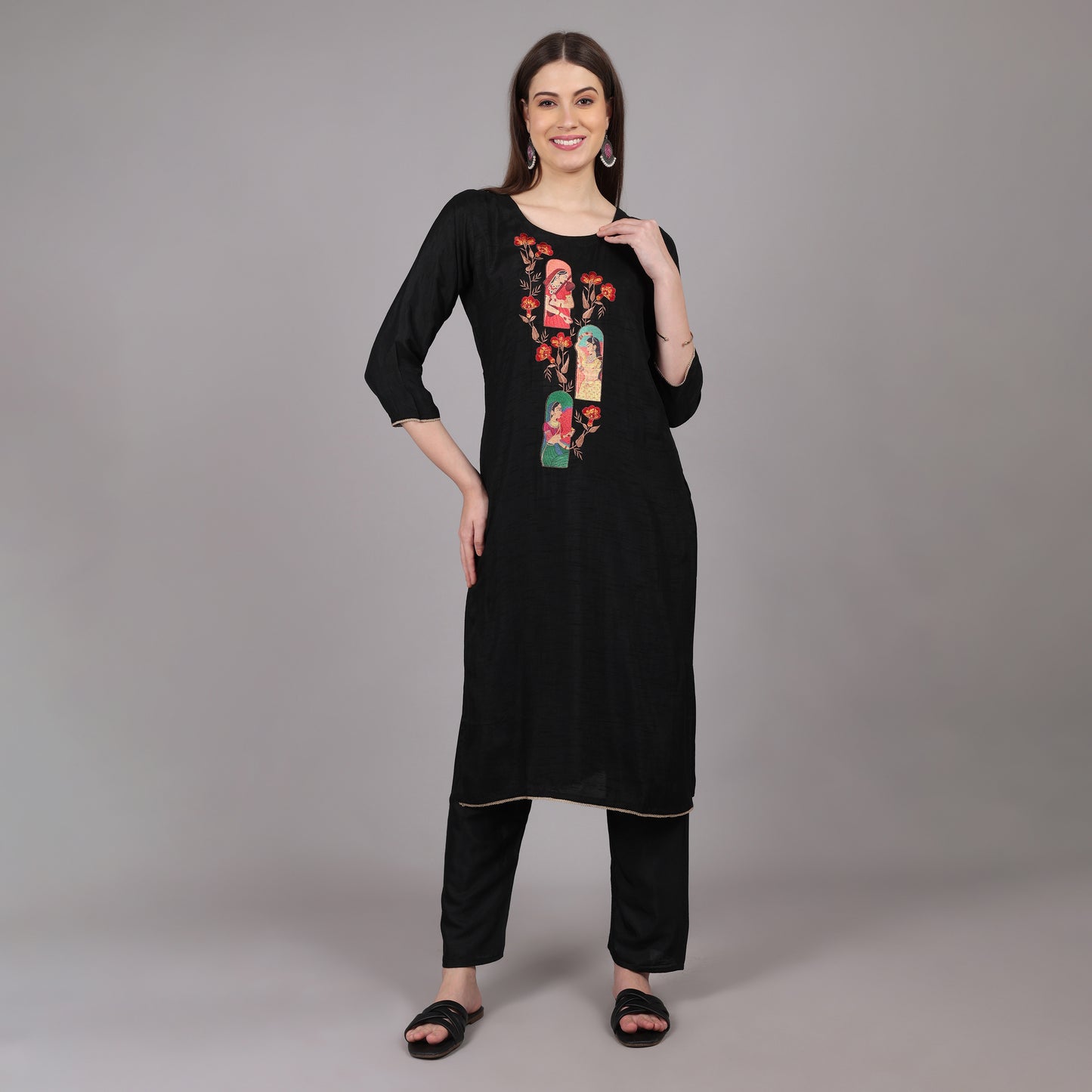 Black Mulberry Silk Kurta Set