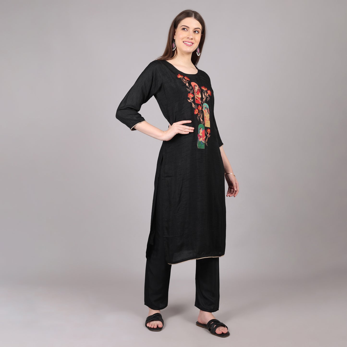 Black Mulberry Silk Kurta Set