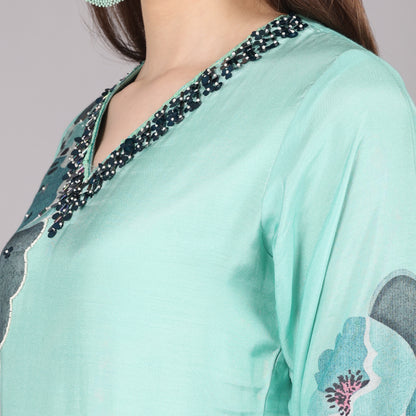 Pure Crepe Kurta Set with handwork