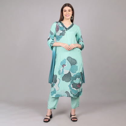 Pure Crepe Kurta Set with handwork