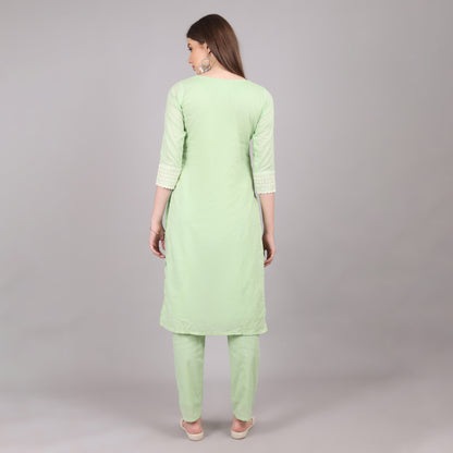 Pista Green Chikankari Kurta Set