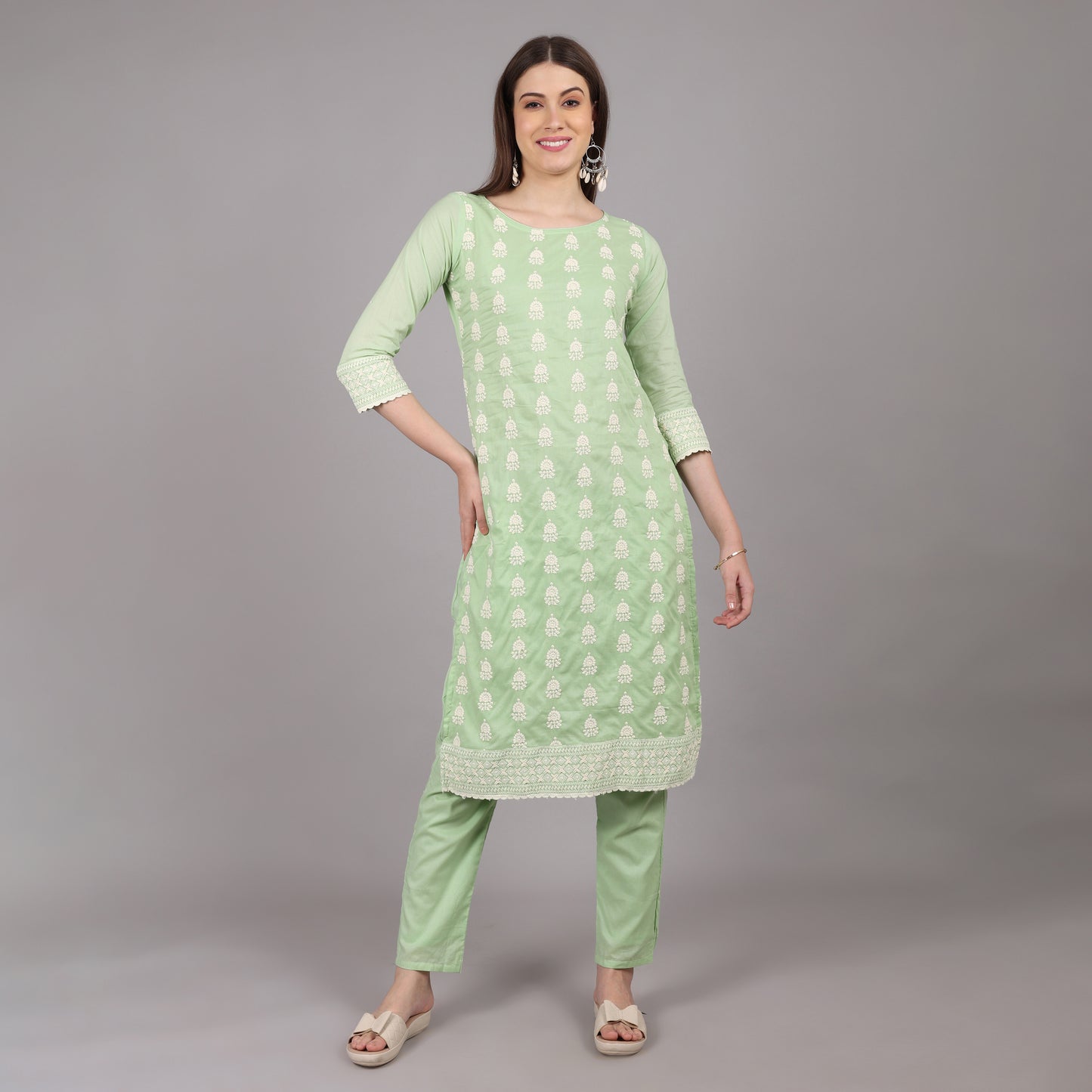 Pista Green Chikankari Kurta Set