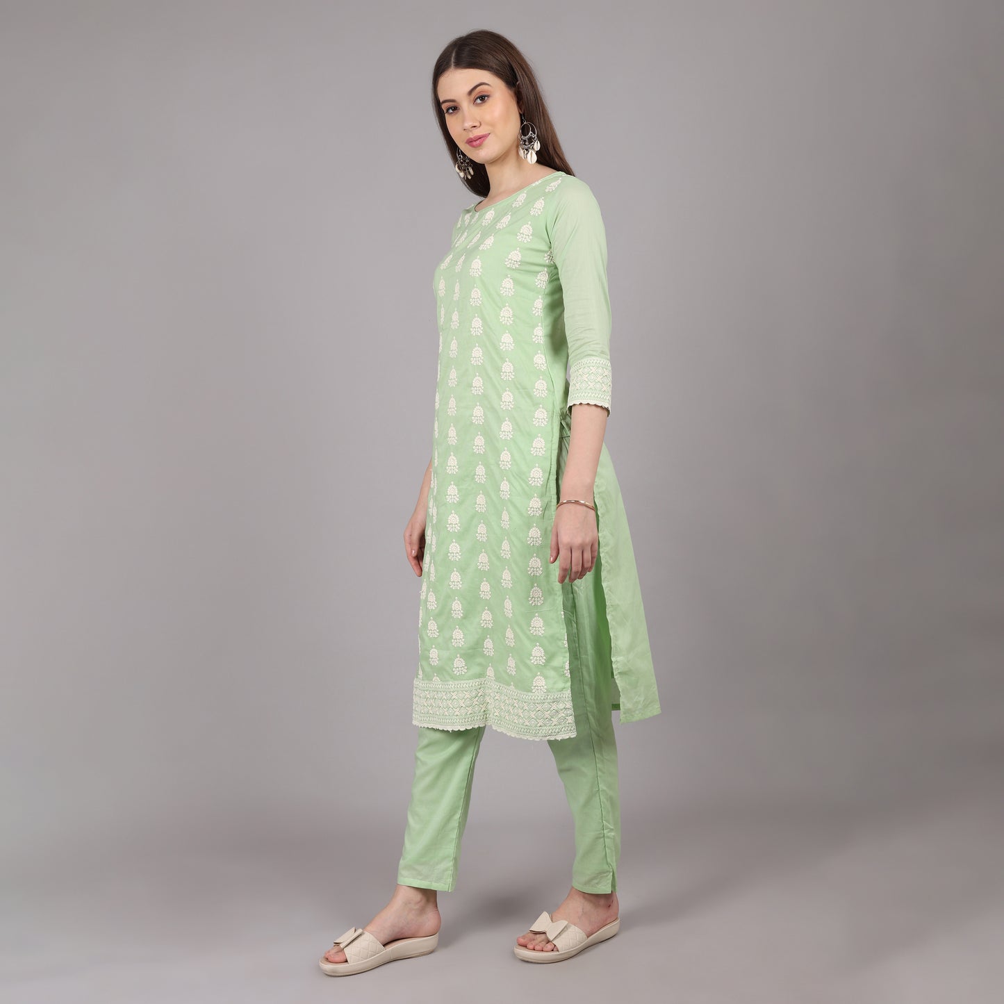 Pista Green Chikankari Kurta Set