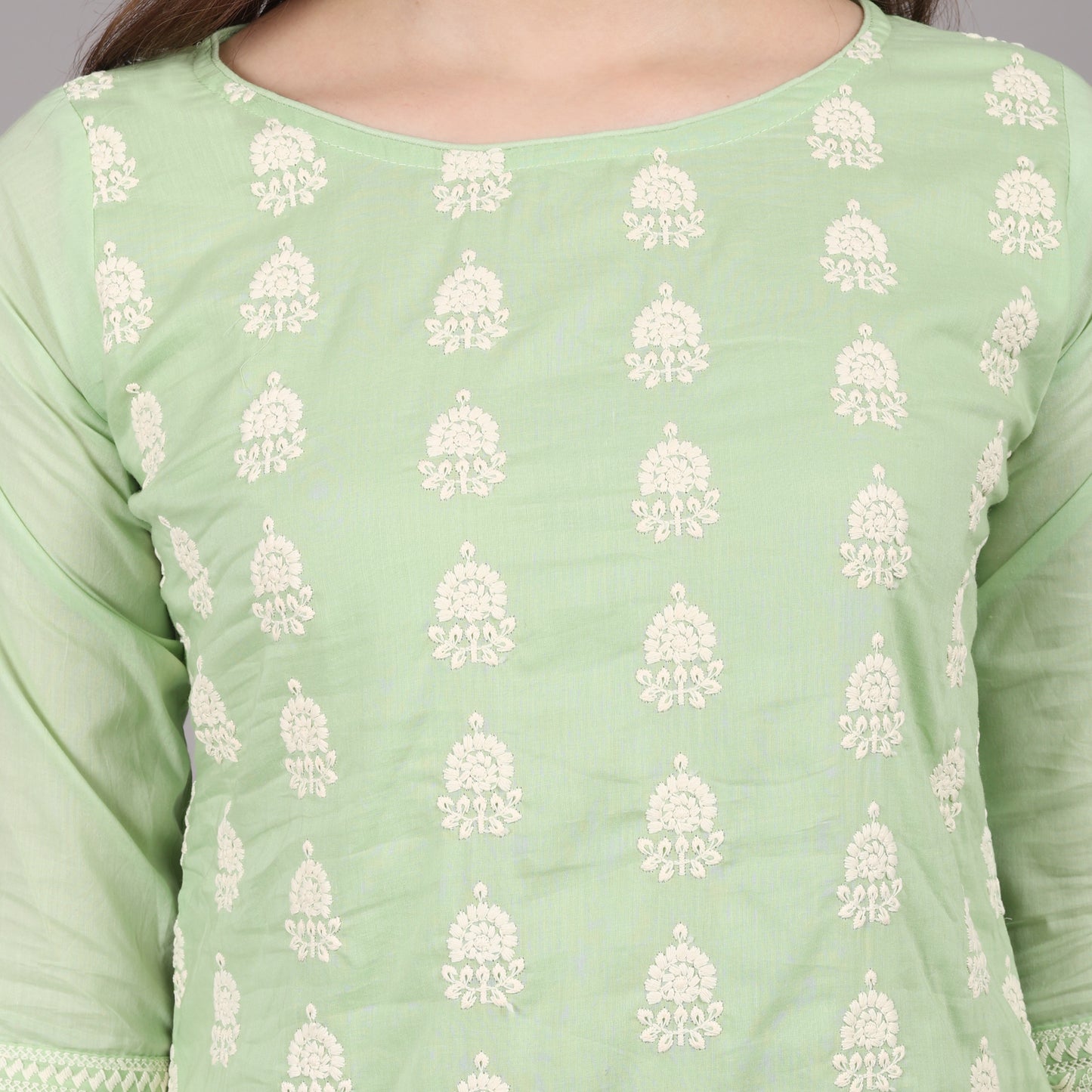 Pista Green Chikankari Kurta Set