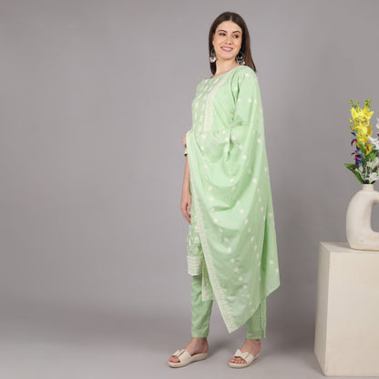 Pista Green Chikankari Kurta Set