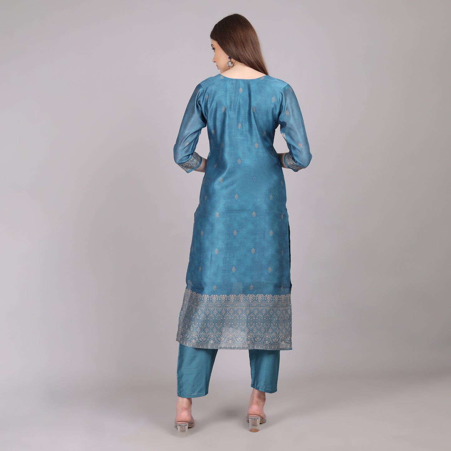 Powder Blue Chanderi Silk Kurta Set