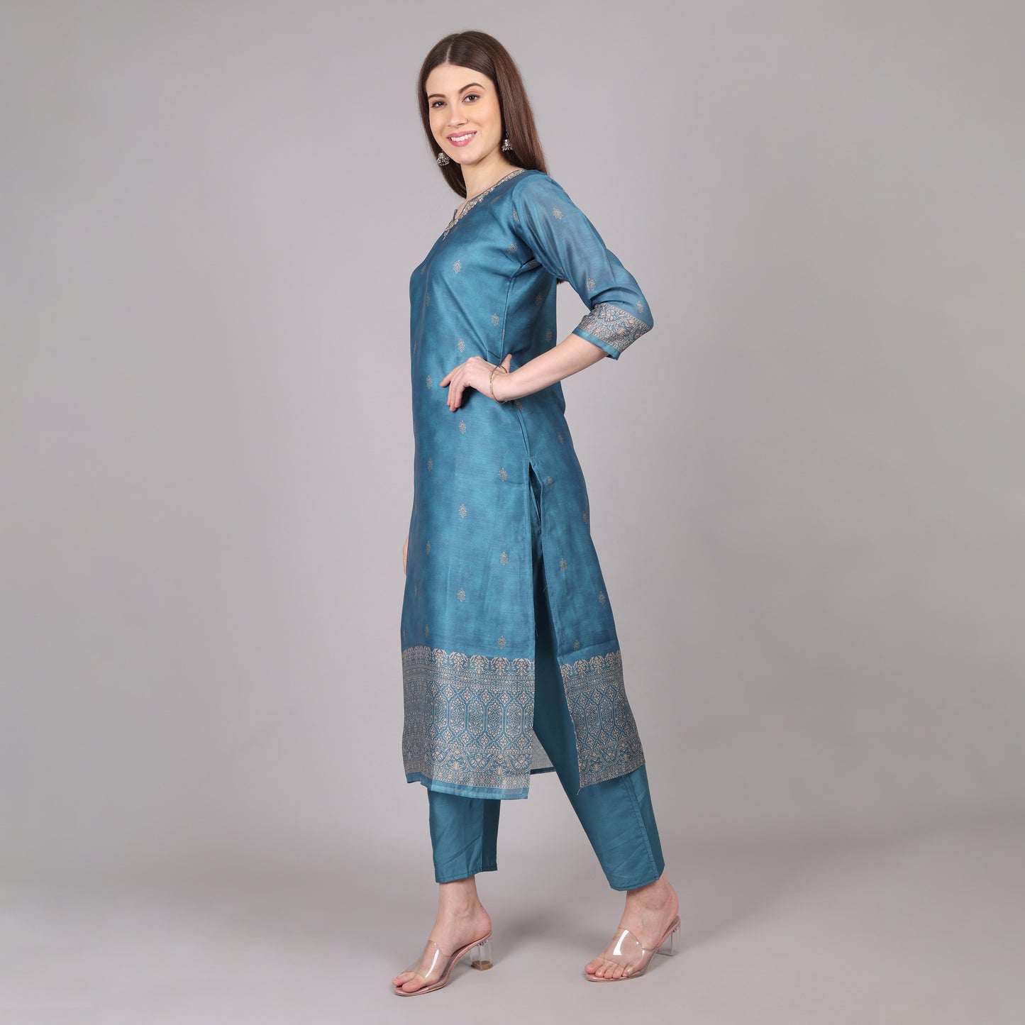 Powder Blue Chanderi Silk Kurta Set