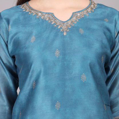 Powder Blue Chanderi Silk Kurta Set