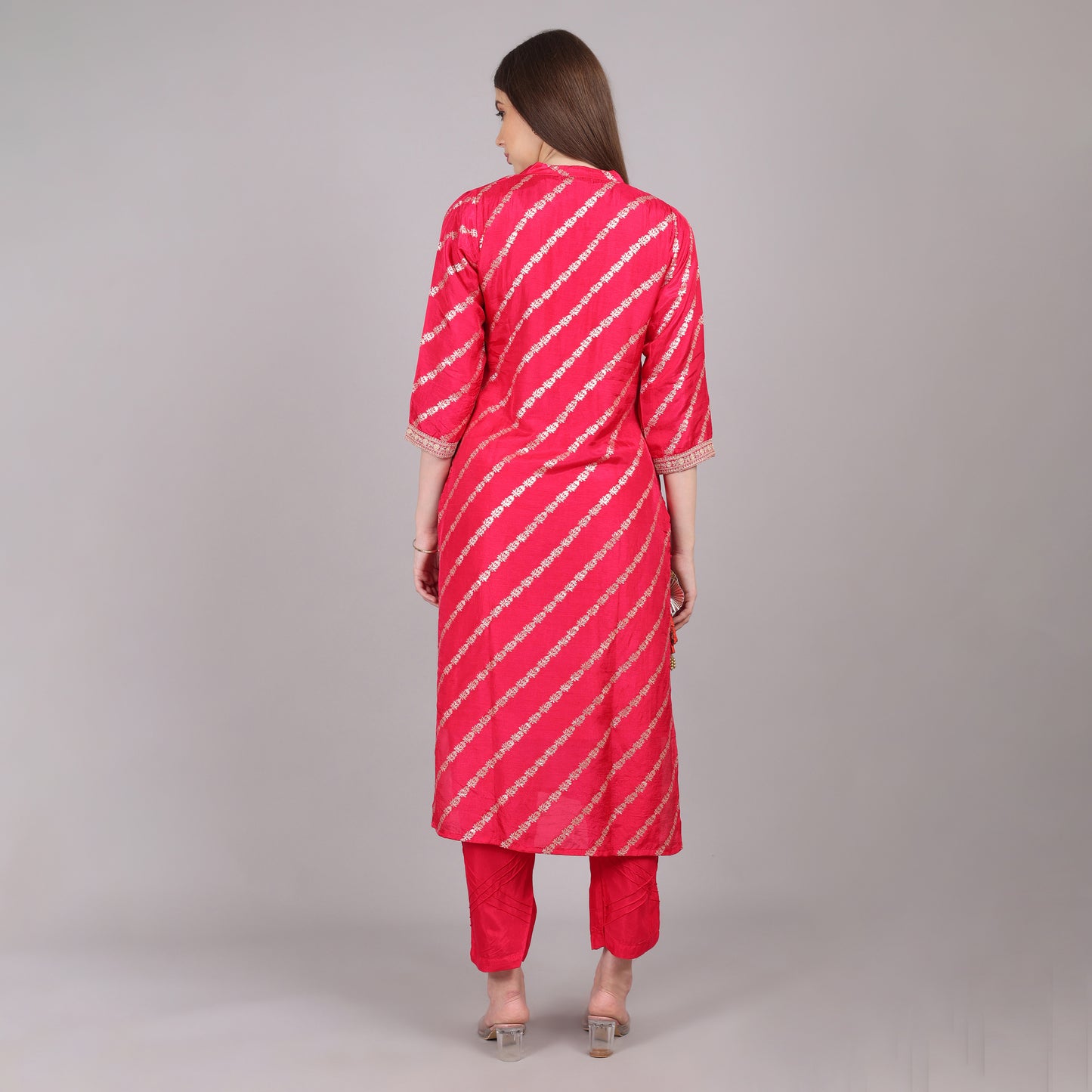 Hot Pink Dola Silk Kurta Set