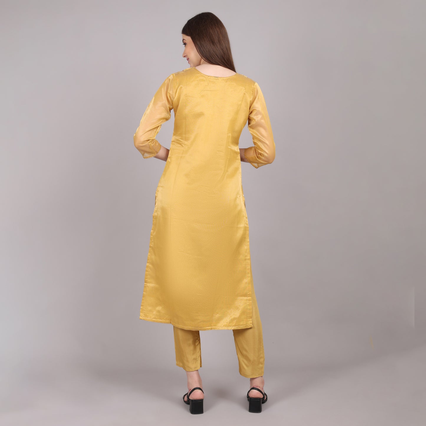 Golden Pure Tissue Kurta Set