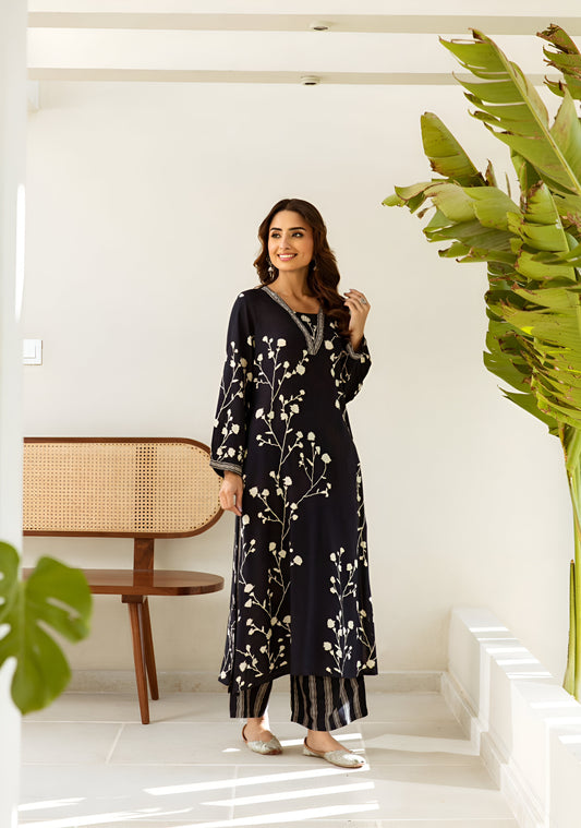 Midnight Blue A-Line Kurta Set