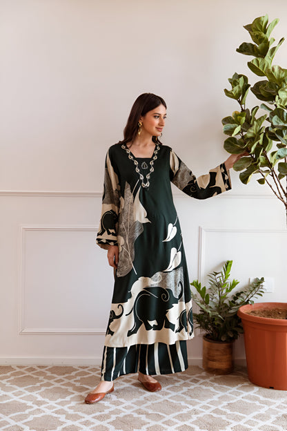 Bottle Green A-Line Kurta Set