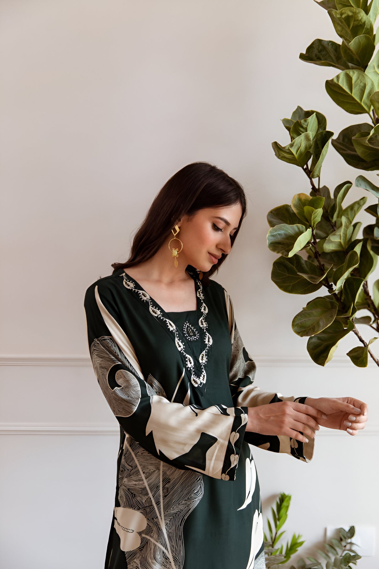 Bottle Green A-Line Kurta Set