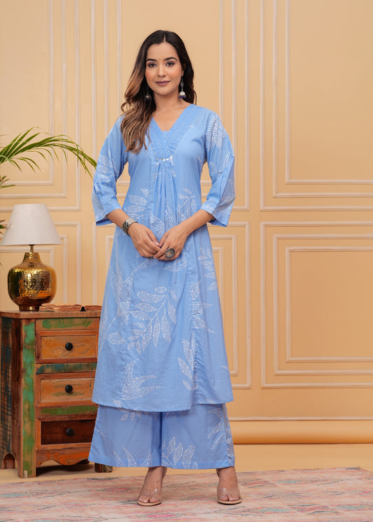 Blue A-Line Kurta Set